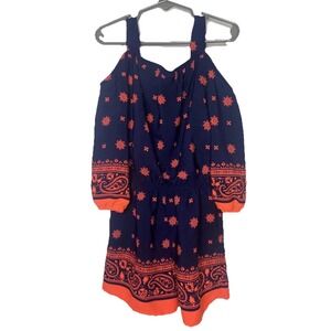My Michelle Girls Romper‎ Cold Shoulder Floral Print Casual Blue Orange S